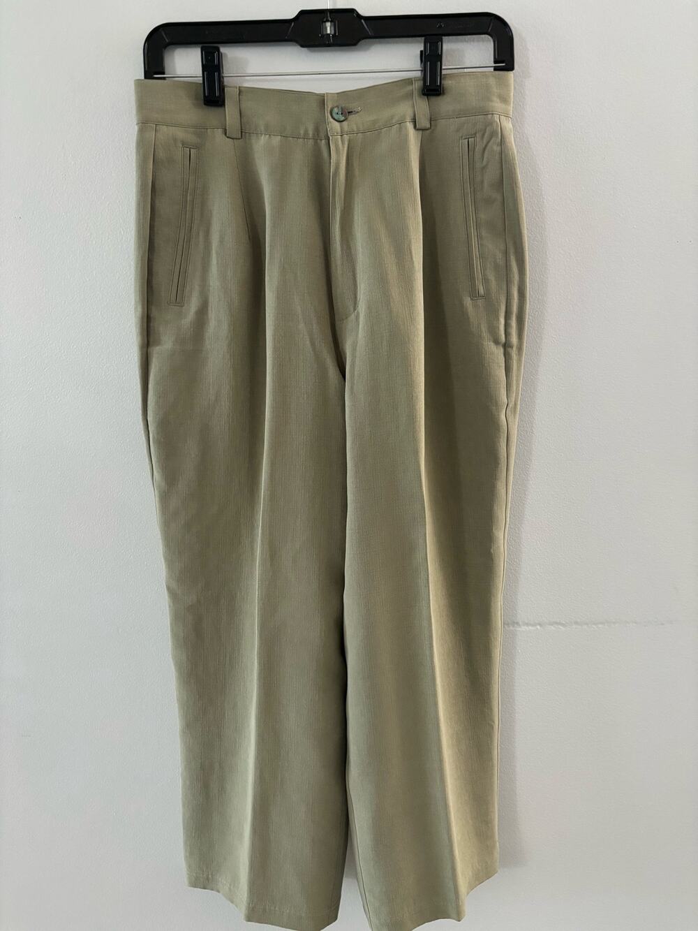 Tommy Bahama Pants Women's 8 Sage Green Silk High Rise Trousers Cropped Coastal